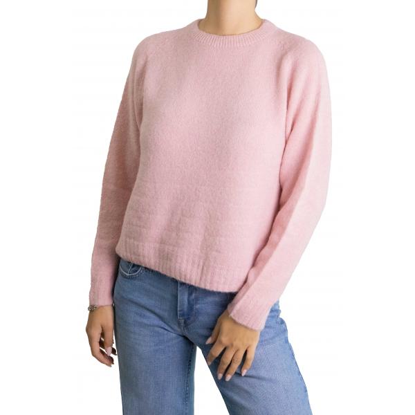 Maglia girocollo tinta unita in mohair 